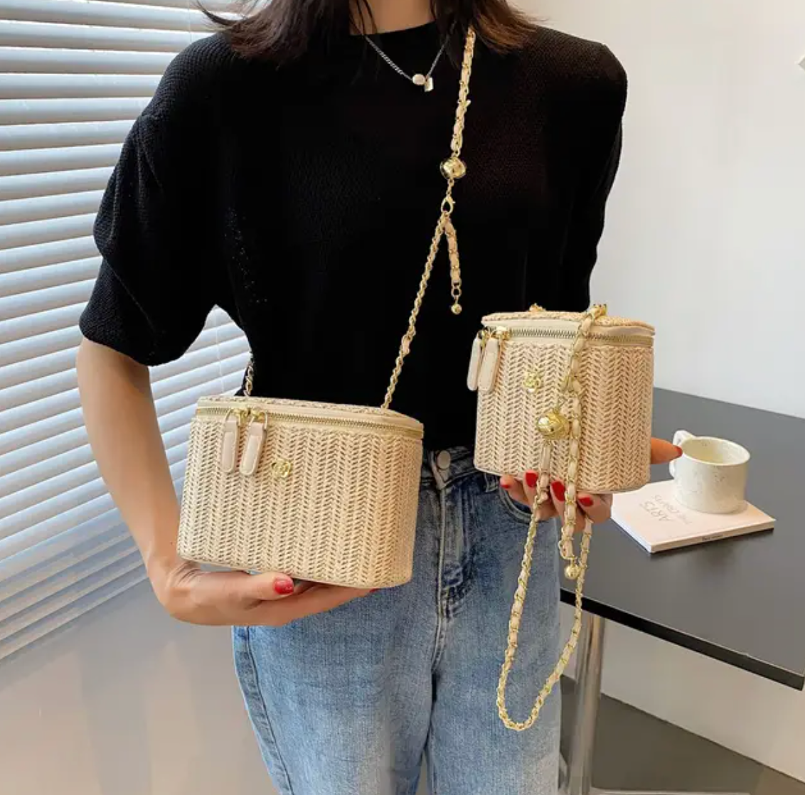 Twisted Straw Box Purse