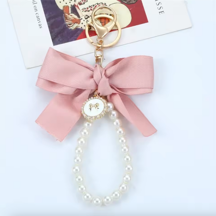 Pearl & Bow Purse Charm