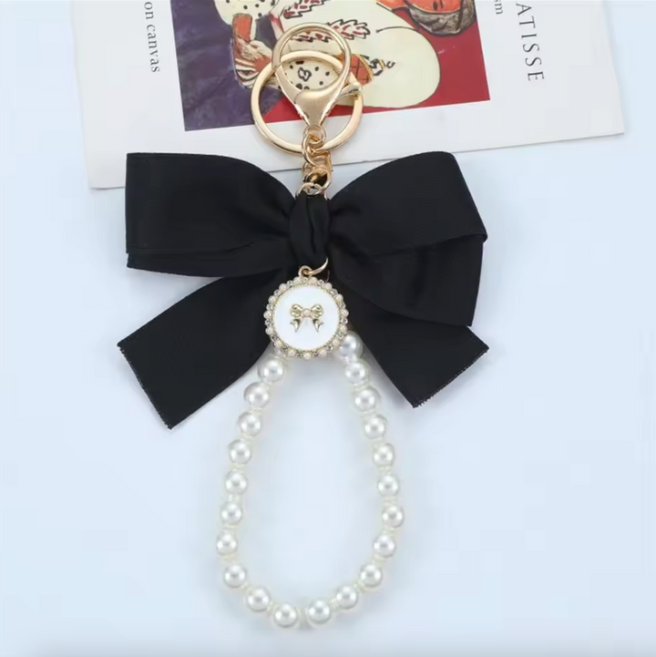 Pearl & Bow Purse Charm