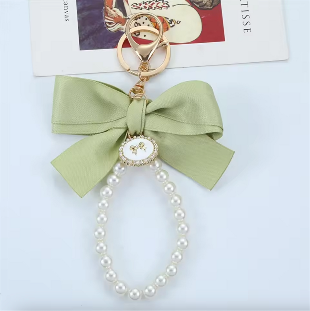 Pearl & Bow Purse Charm