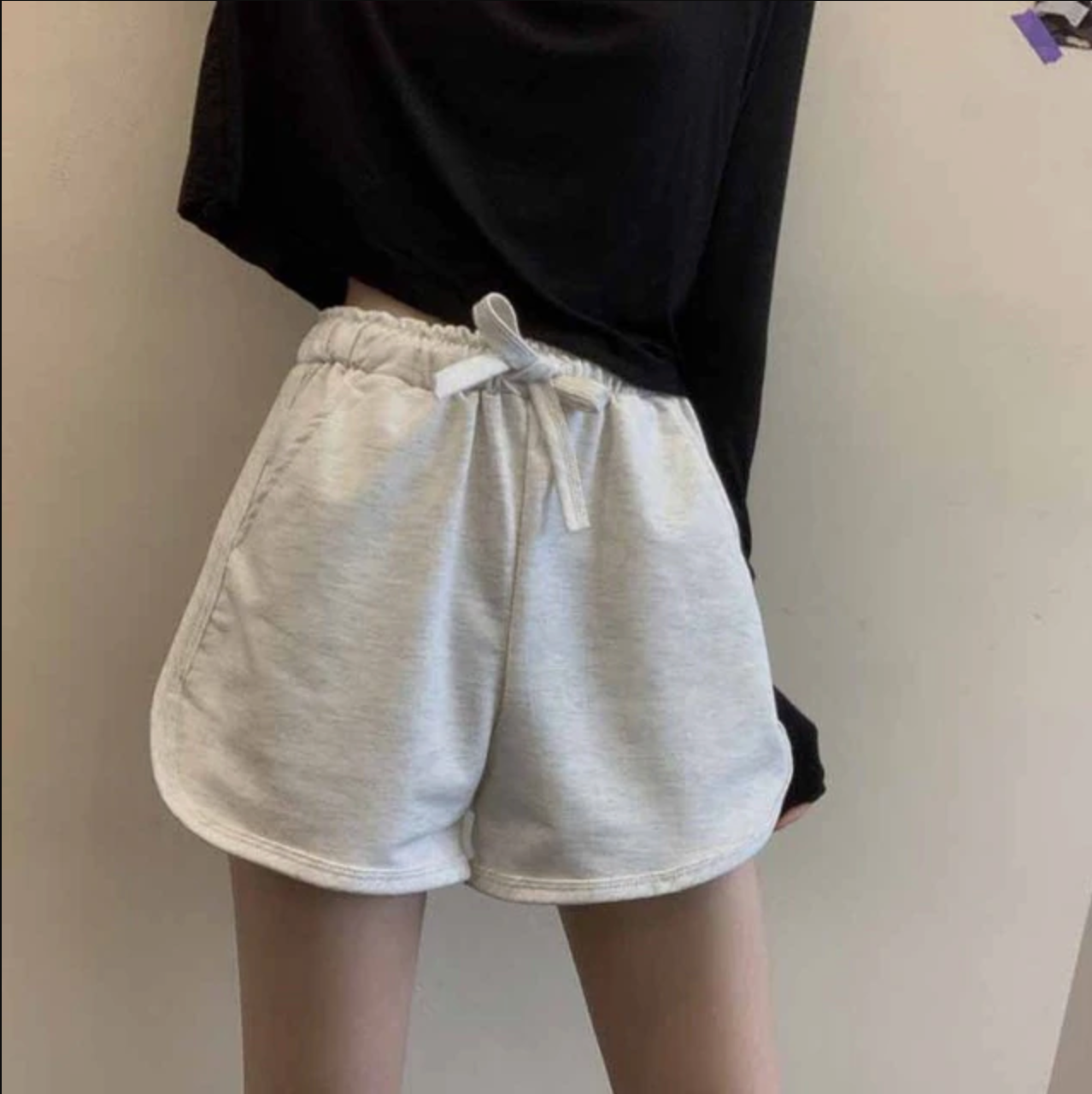 Comfy summer shorts light grey small | Sun Girl Boutique